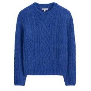 Alex Mill Fisherman Crew Neck Cable Knit Sweater in Royal Blue Sz XS
